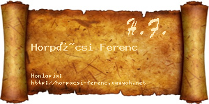Horpácsi Ferenc névjegykártya